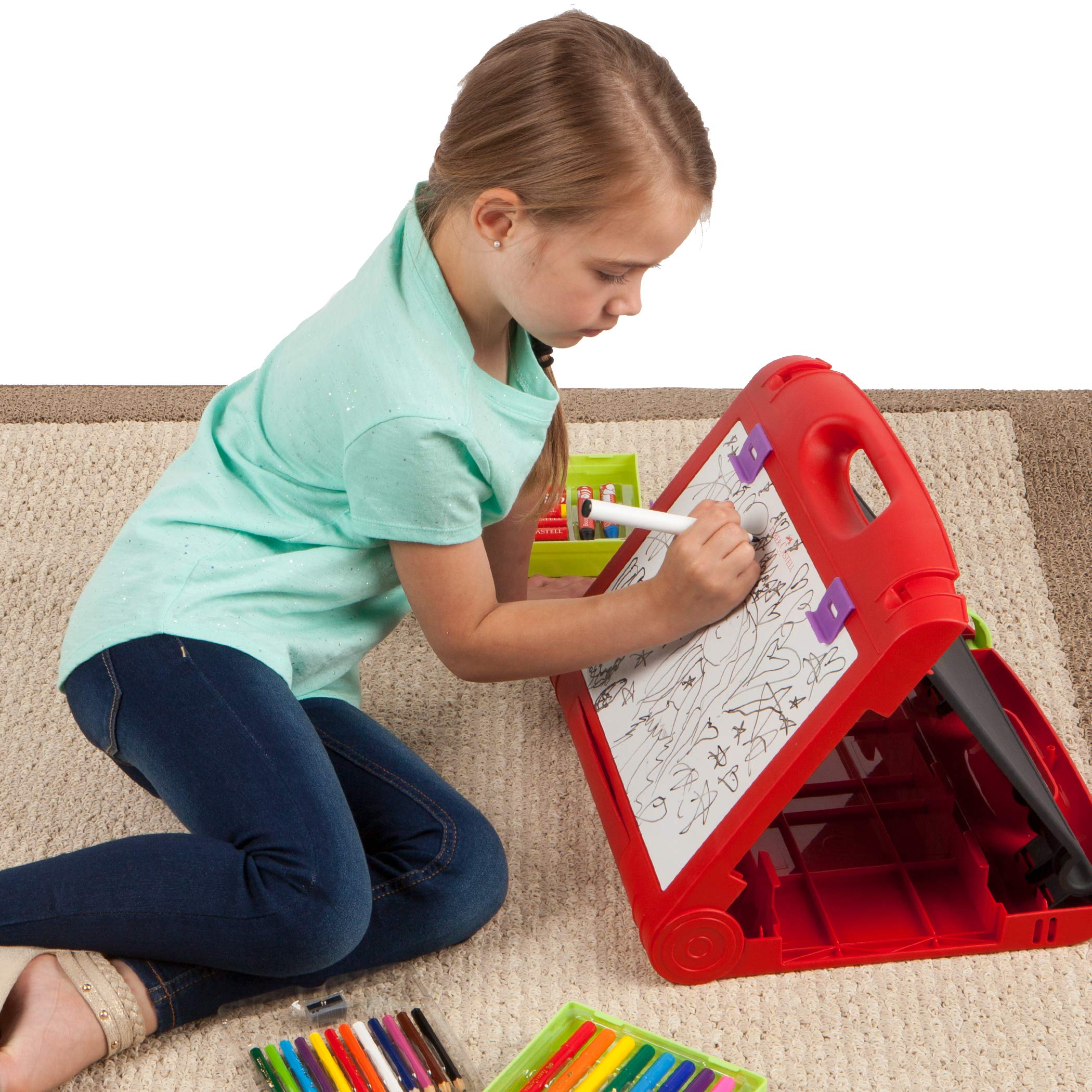 Faber-Castell Do-Art 3-in-1 Travel Easel - 30 Piece Tabletop Easel for Kids with Art Supplies, Multicolor