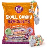 Halloween Candy, Skull Candy Bracelets Individually Wrapped - 40 Count | Party Favors, Pinata Fillers, Candy for Goodie Bags