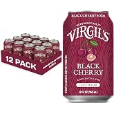 Virgil's Handcrafted Black Cherry Soda, Pack of 12 (12 fl oz Can each) | Caffeine-Free Black Cherry Soda with Cane Sugar &amp; Natural Flavor, No Artificial Colors &amp; Preservatives, Non-GMO &amp; Gluten Free