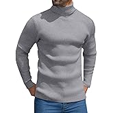 MioRoim Men's Knit Casual Turtleneck Sweater Ribbed Slim Fit Long Sleeve Turtle Neck Knitted Pullover Sweater