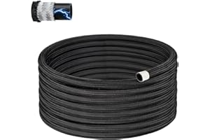 EVIL ENERGY Conductive 6AN PTFE Fuel Hose Line 20FT, Antistatic AN6 Fuel Line E85 Nylon Braided 20FT Black 5/16 Inch ID