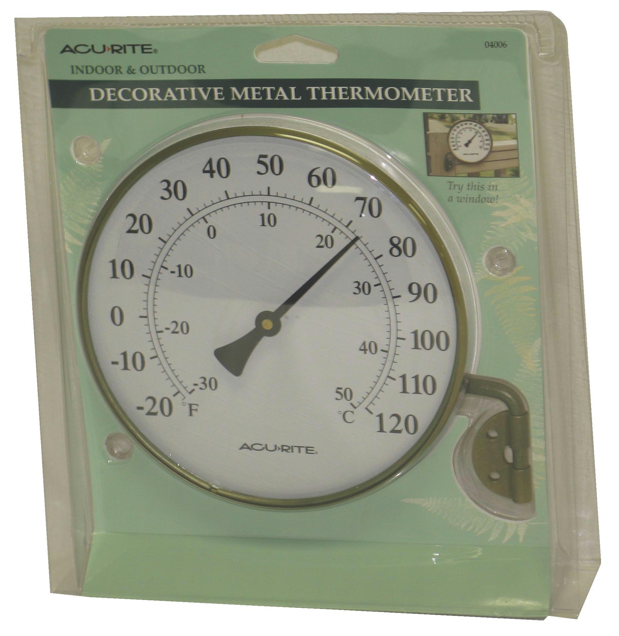 AcuRite 04006 6-Inch Antiqued Brass Finish Thermometer with Bracket