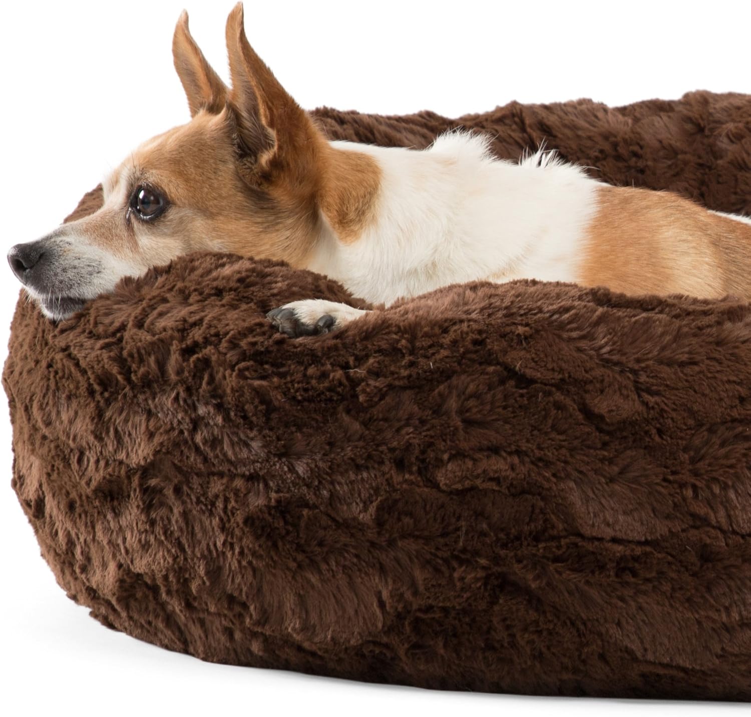 Best Friends by Sheri Luxury Faux Fur Donut Cuddler (23x23), Dark Chocolate - Small Round Donut Cat and Dog Cushion Bed, Orthopedic Relief : Pet Supplies