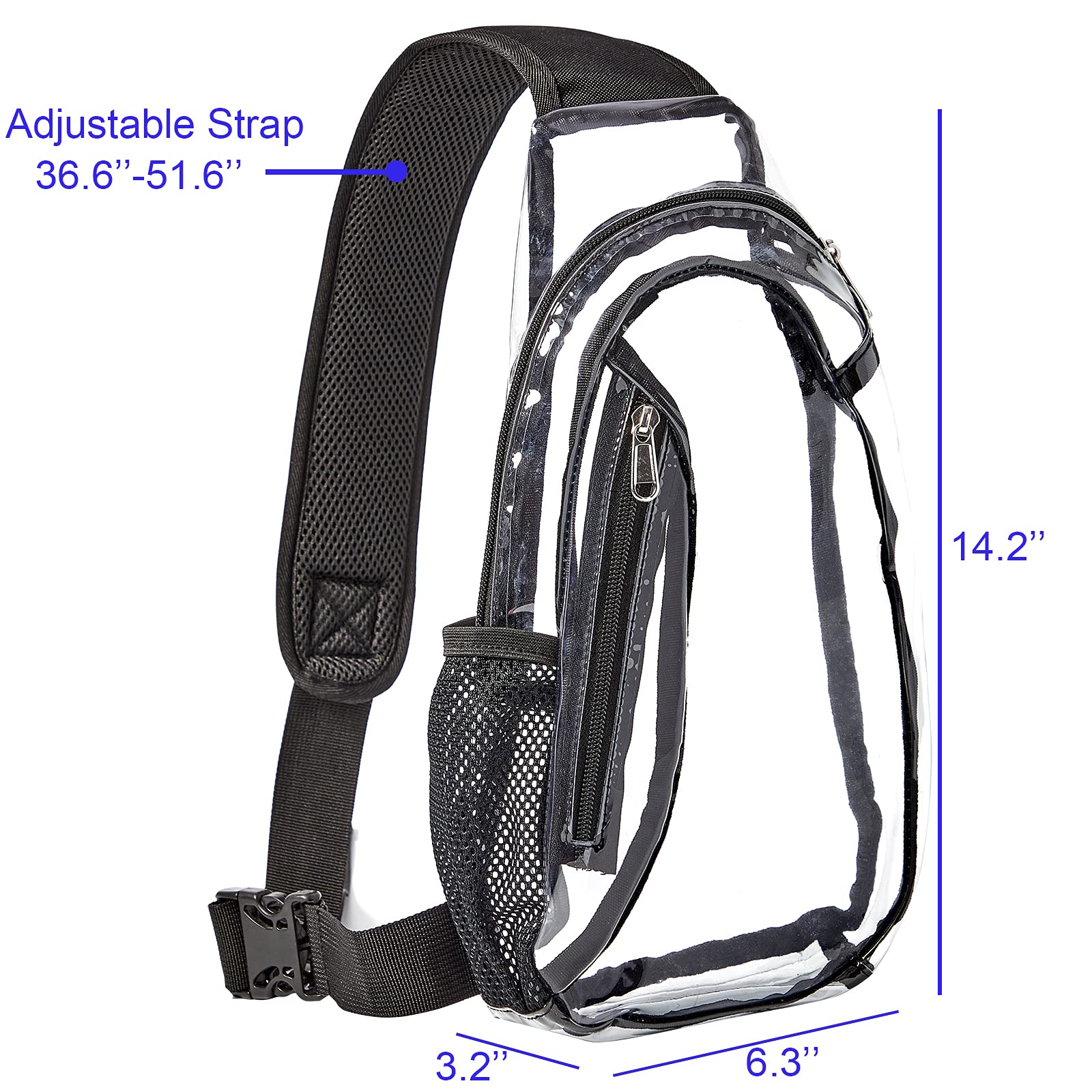 gdbis Clear Sling Bag, Stadium Approved PVC Crossbody Backpack, Clear Casual Chest Daypack for Hiking, Stadium or Concerts