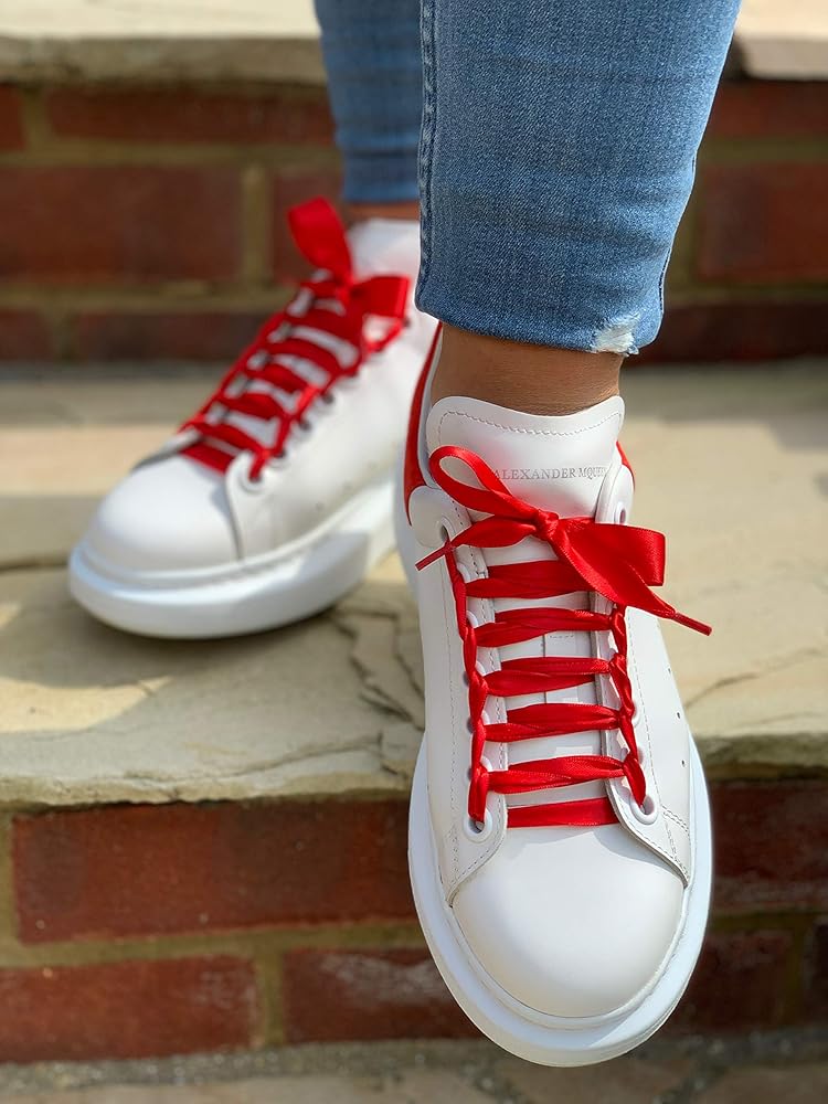 red ribbon shoe laces