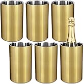 Potchen 6 Pack Wine Chiller Bucket Wine Bottles Cooler Bulk, Stainless Steel Double Wall Insulated Champagne Ice Bucket for Parties,Fits for 750 ml Bottles (Gold)