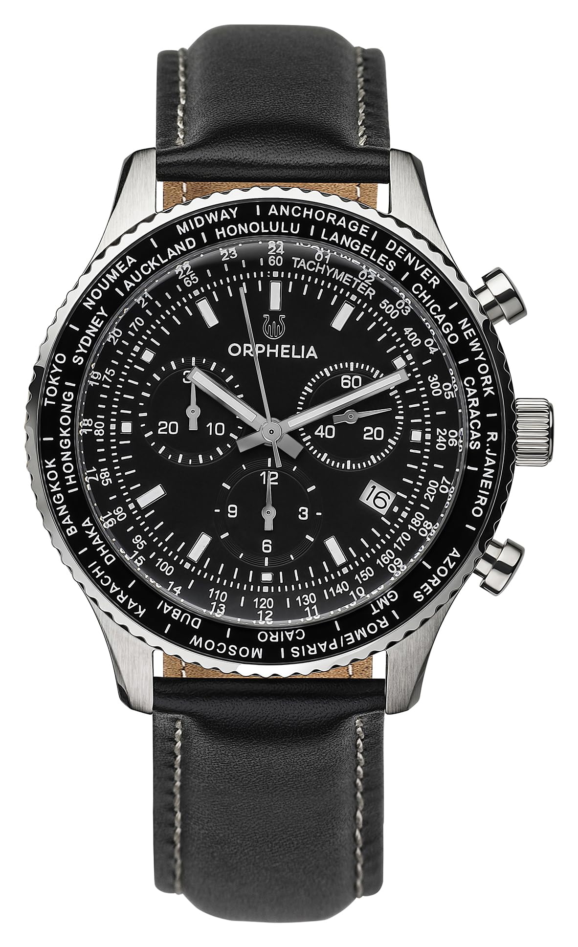Orphelia Mens Quartz Watch, Chronograph Display and Leather Strap OR81705