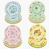Zgrzoqjlw 80PCS Floral Paper Plates, Tea Party Disposable Floral Plates Vintage Tableware Set - 9 Inch and 7 Inch Plates for Baby Shower Bridal Shower Birthday Wedding Spring Picnic