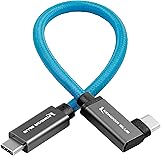 KONDOR BLUE | Right Angle 8.5" USB-C Braided Cable for 8K Data and Power Delivery | 10 Gb/s Transfer Speed, USB PD 100W Charg