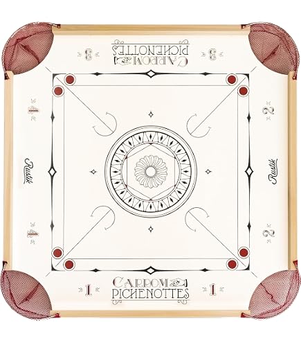 Finaldeals Lot de 24 pièces de monnaie en bois Carrom avec percuteur