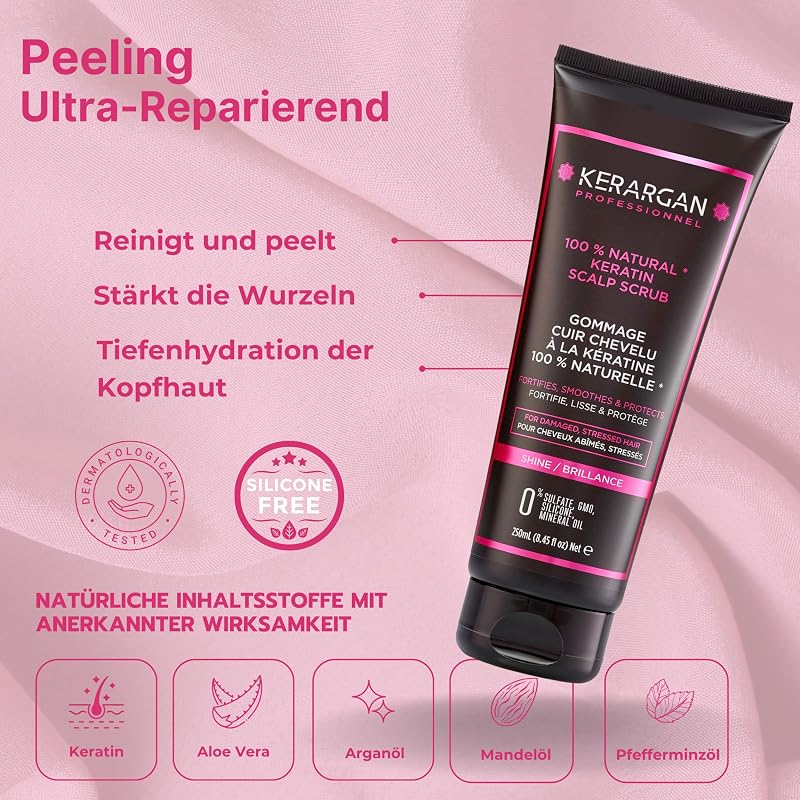 - Keratin Shampoo & Kopfhautpeeling silikonfrei - 500ml+250ml