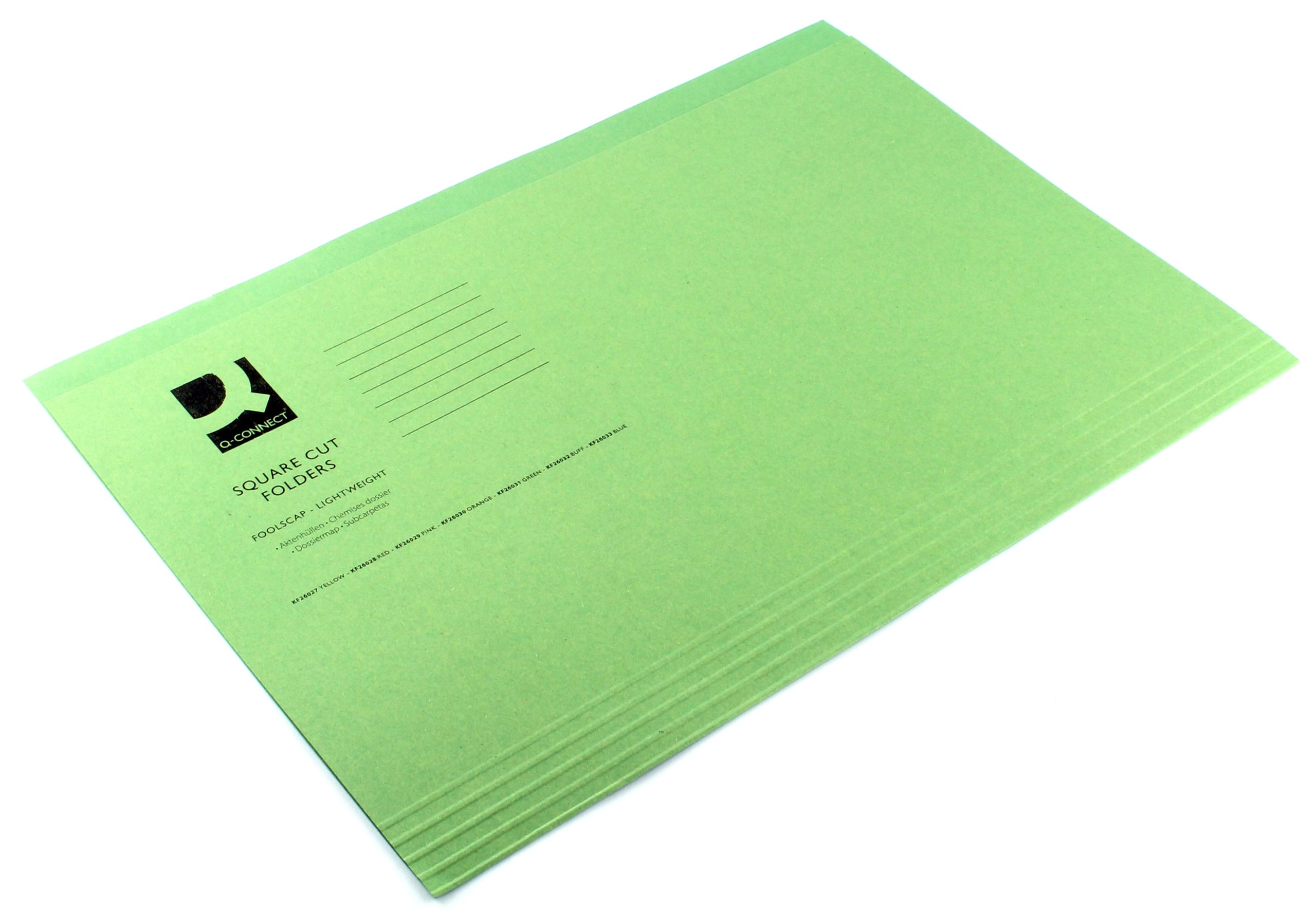 Q-Connect Square Cut Folder Lightweight 180gsm Foolscap Green (Pack of 100)