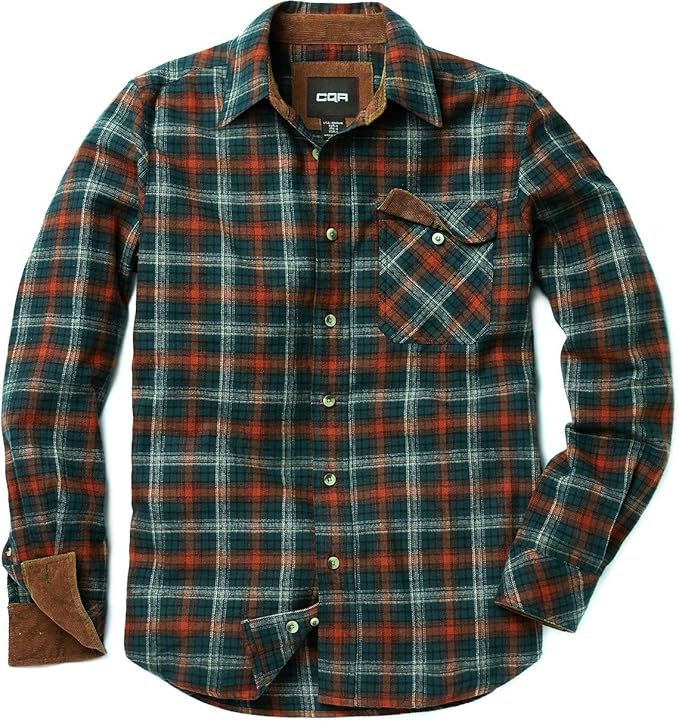 CQR Flannel Shirts for Men All Cotton Long Sleeve Casual ButtonDown Plaid Shirt HOF Amazon.ca