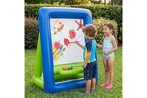 Kids Easel - Inflatable Washable PVC Art Easel for Toddlers, Double-Sided Painting & Drawing Board for Indoor Outdoor Use, Ki