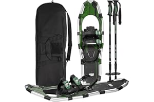 G2 GO2GETHER G2 30/36 Inches Light Weight Snowshoes Set with Trekking Poles, Anti-Slip Sole, Fast Ratchet Binding, for Women Men Youth (Blue/Green)