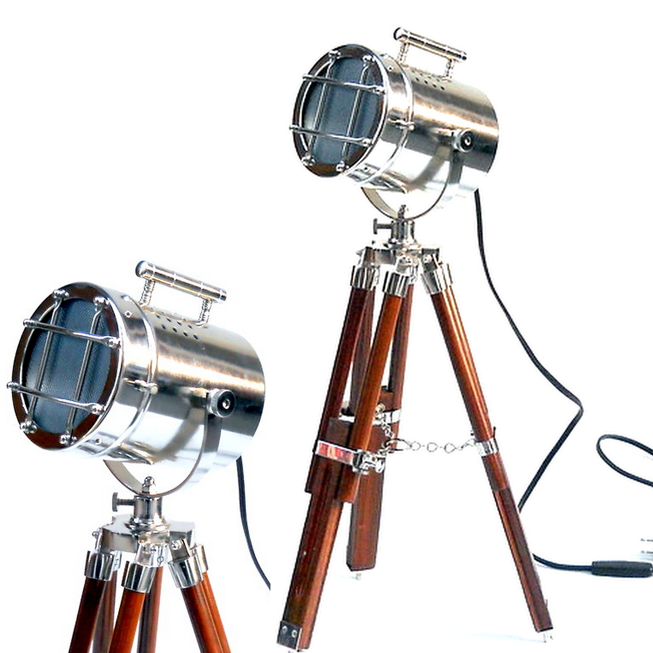 collectiblesBuy Vintage Spotlight Tripod Chrome/Silver Finish & Brown