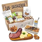 Dan the Sausageman Grizzly 12 Item Meat and Cheese Gift Basket with Summer Sausage, Assorted Cheeses & Crackers - Gourmet Snacks for Gifting