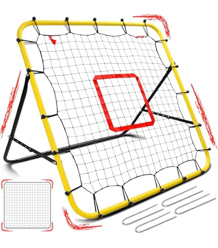 Soozier Adjustable Soccer Rebounder, Volleyball Rebounder Net Baseball Volleyball Training Equipment Aid For Kickback Target Goal Play For Kids Teen Adults Red
