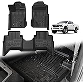 TripleAliners Truck Mat Compatible with 2024-2026 Ford Ranger SuperCrew Accessories, Floor Mats Heavy Duty Custom Fit All Weather Protection TPE Pickup Liner