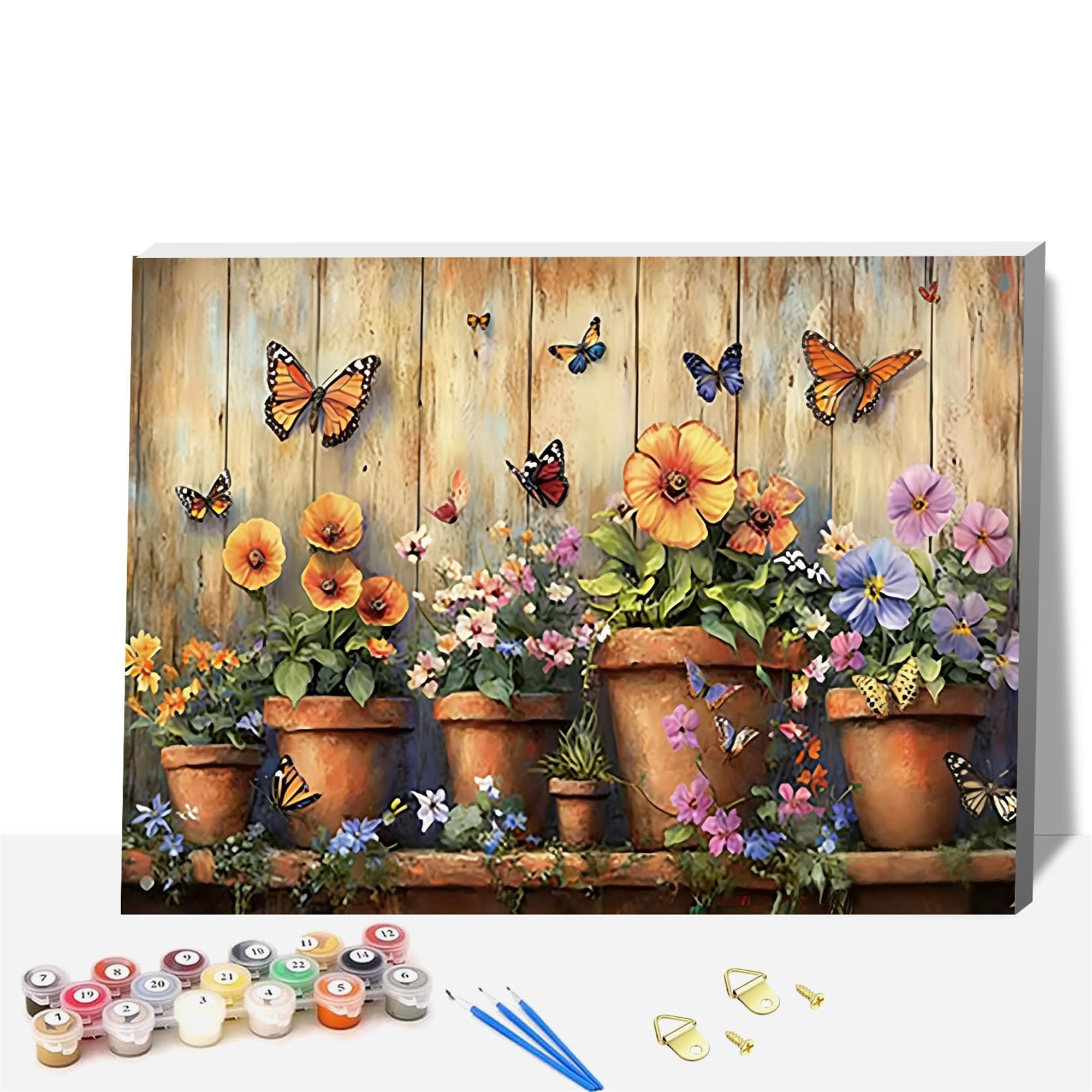 ZHOSOHO DIY Wooden Framed Paint by Numbers Kits for Adults,Painting Kit on Canvas, Color by Numbers Acrylic,Mini Adult Paint by Number for Home Wall Decor,Gifts (Flower)