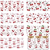 Rngmsi UV DTF Cup Wrap - 8 Sheets Coquete UV DTF Wraps for 16 oz, Pink Cherry Bow Aesthetic Uvdtf Stickers for Glass Cups Wat