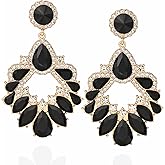 VANGETIMI Fashion Rhinestone Statement Drop Dangle Earrings Large Colorful Crystal Chandelier Earrings for Women Bridal Wedding Party Prom