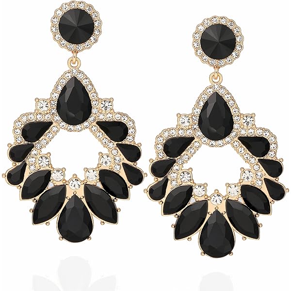 Yellow Rhinestone Earrings For Women