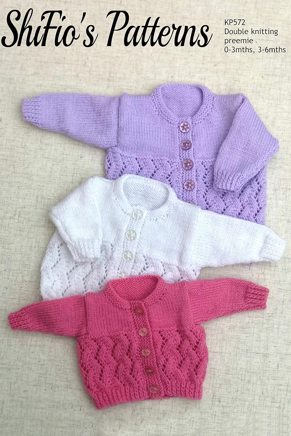 Knitting Pattern for Babies Round Neck Cardigan Preemie (16") 41cm, 0