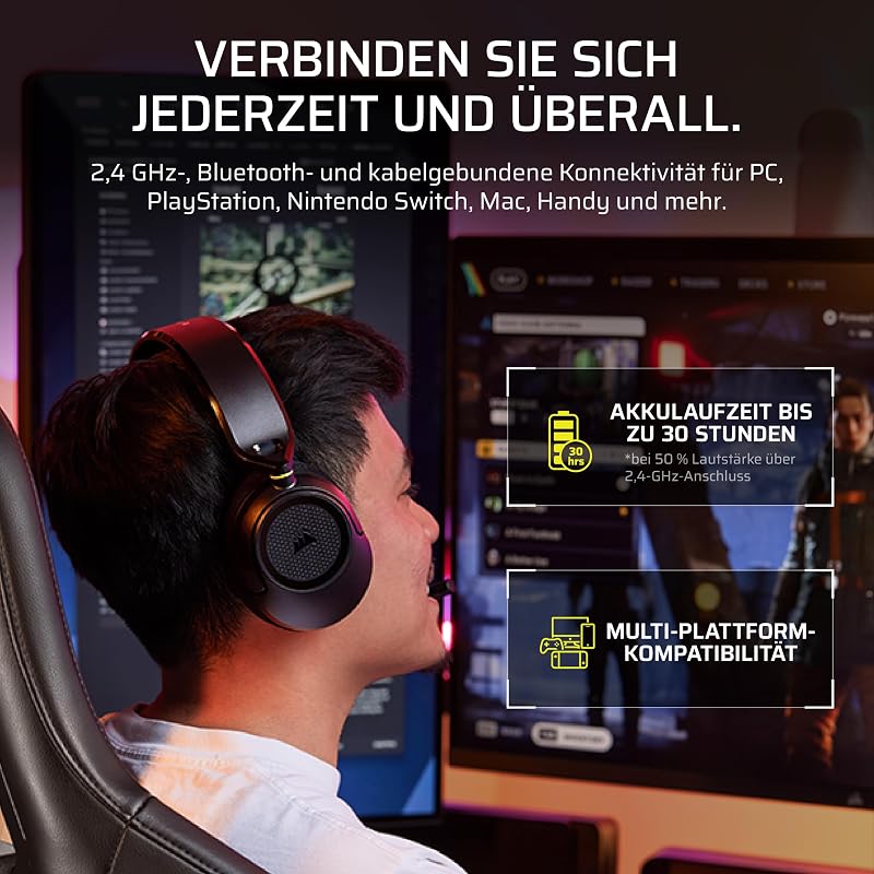 HS35 v3 Wireless Gaming-Headset mit Mikrofon – Schwarz