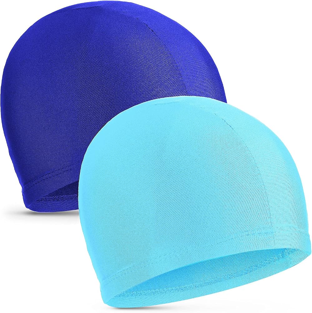 Geyoga 2 Pieces Fabric Swimming Cap Elastic Comfort Lightweight Hats