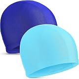 Geyoga 2 Pieces Fabric Swimming Cap Elastic Comfort Lightweight Hats