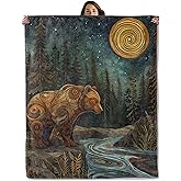 Tribal Bear Forest Throw Blanket for Boys Girls Kids Adults Women, Fuzzy Warm Soft Cozy Flannel Blankets Gifts for Bedroom, Couch, Travel, Home Decor 50x60 in