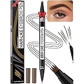 Microblading Eyebrow Pen - Eyebrow Pencil Magical 2-in-1 Dual-Ended Waterproof Eye Brow Pencils for Women with 4-Fork-Tip & P