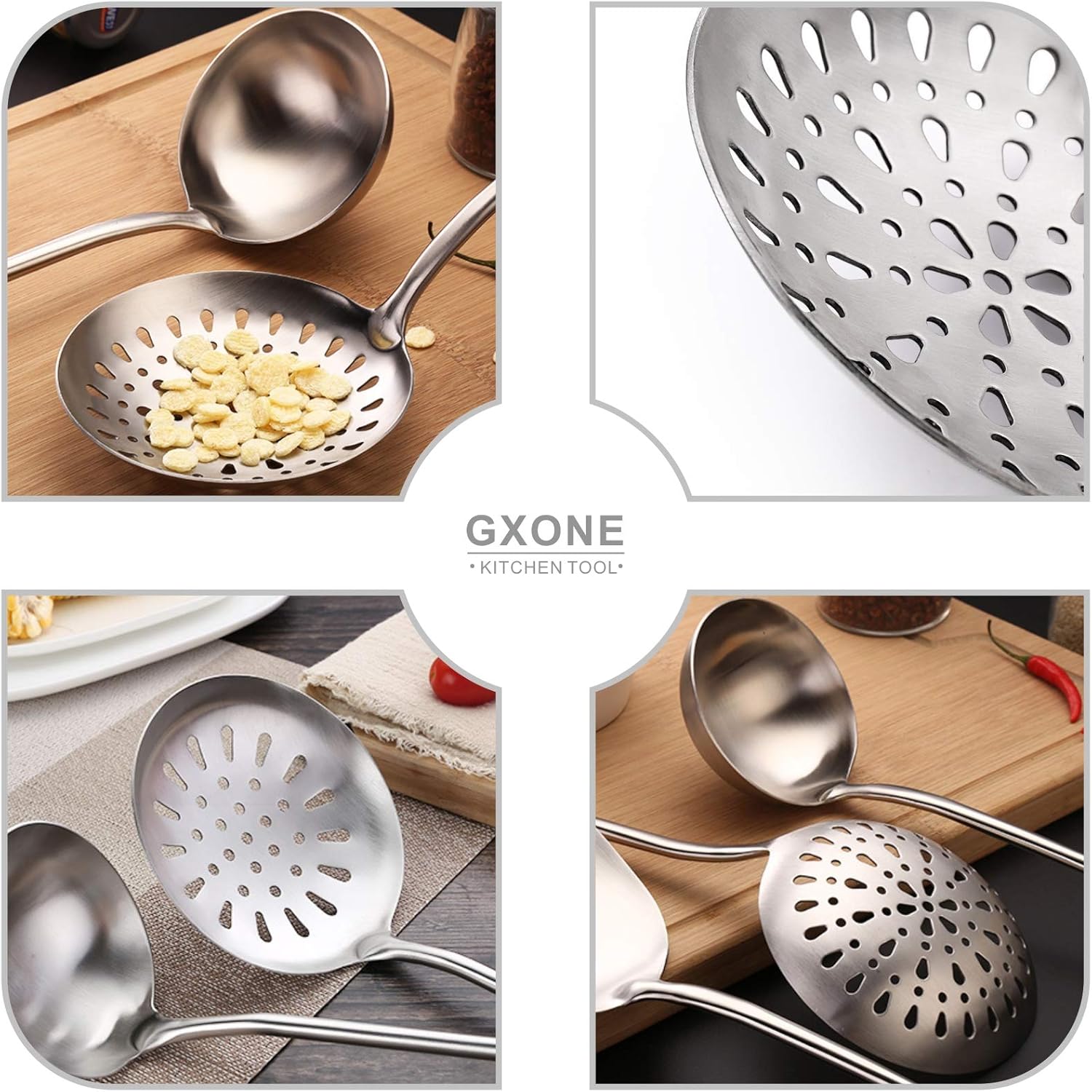 Cooking Spoon, 304 Stainless Steel Large Serving Spoons, Silver/12.6Inch: Kitchen & Dining