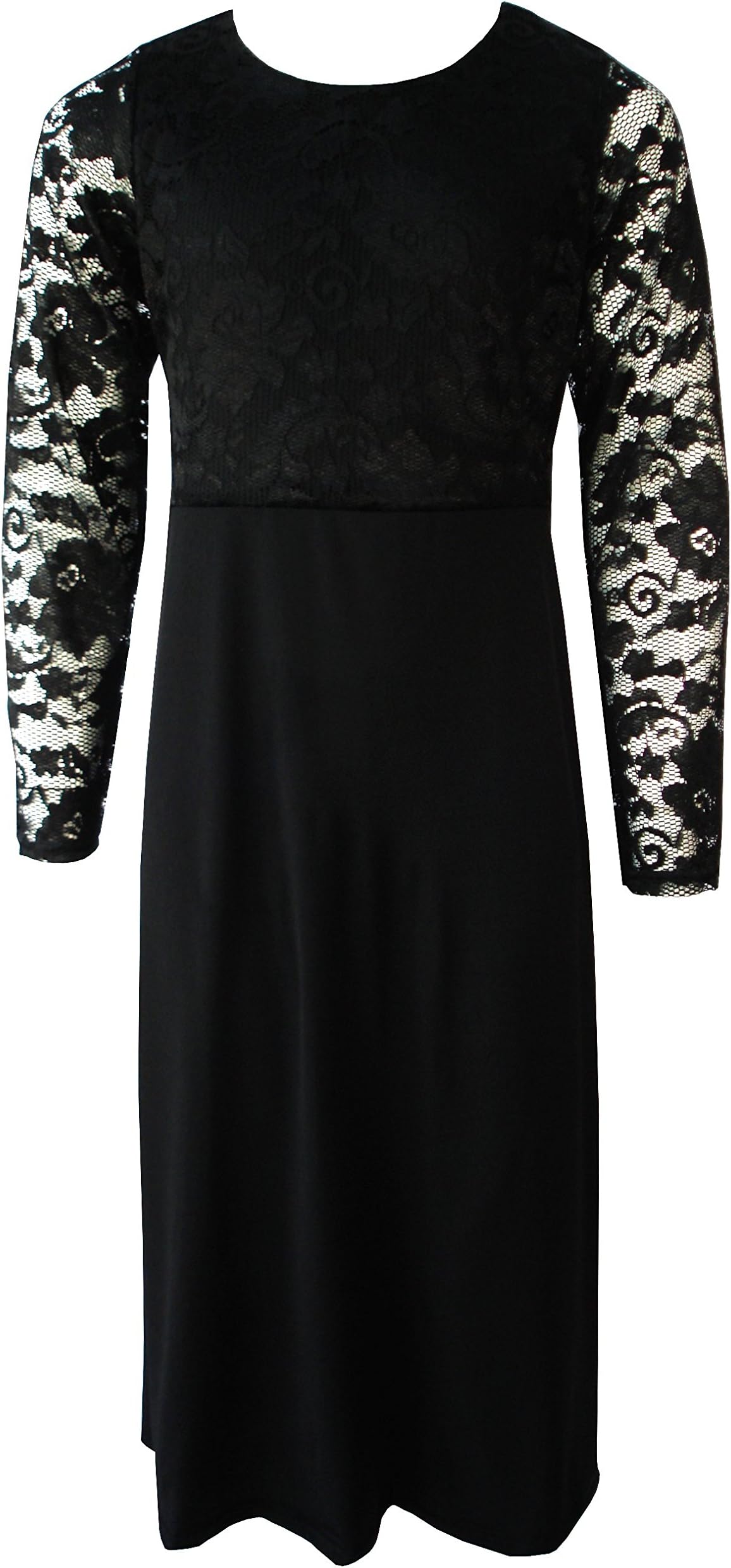 . Girls Maxi Dress School Kids Black Lace Long Sleeve Abaya Islamic