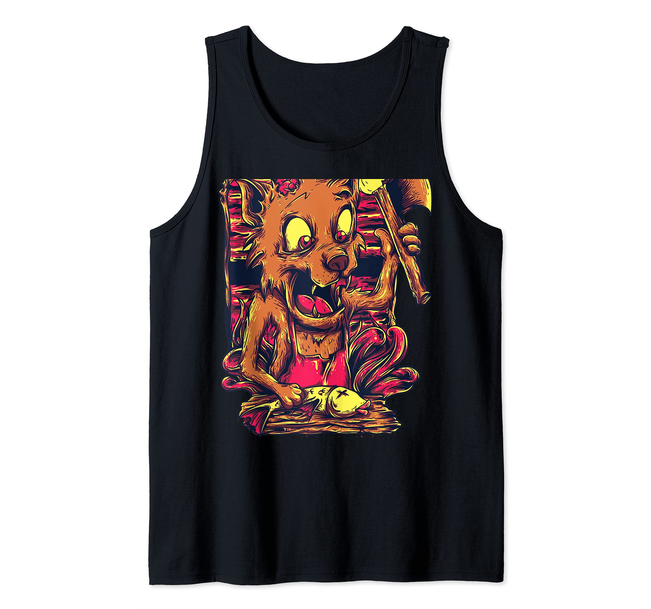 Monster Dog With Axe Street Art Fantasy Monster Art Retro Cl Tank Top