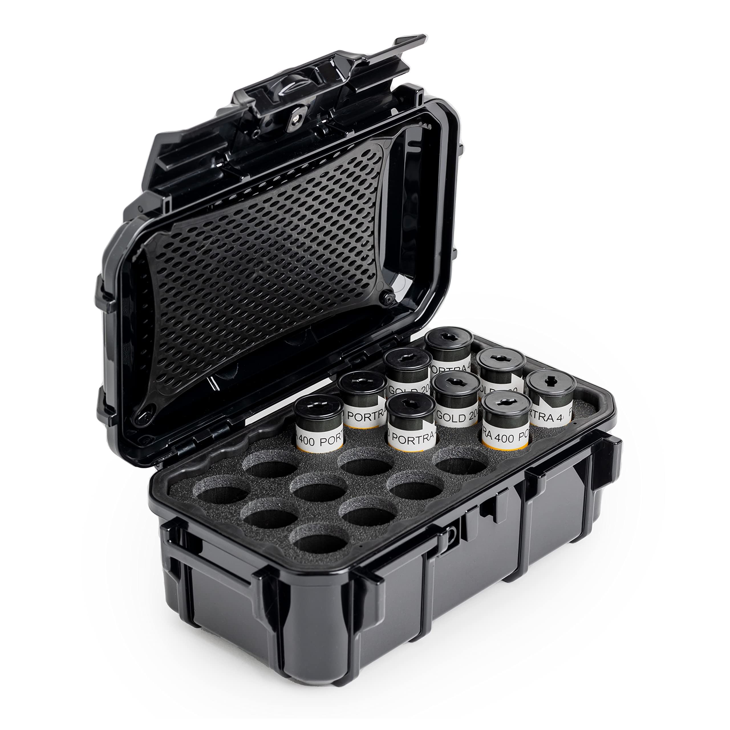 Evergreen 120mm Film Case | Holds 18 Rolls of Medium Format Film | Waterproof, Crushproof, & Freezer Safe (Black)