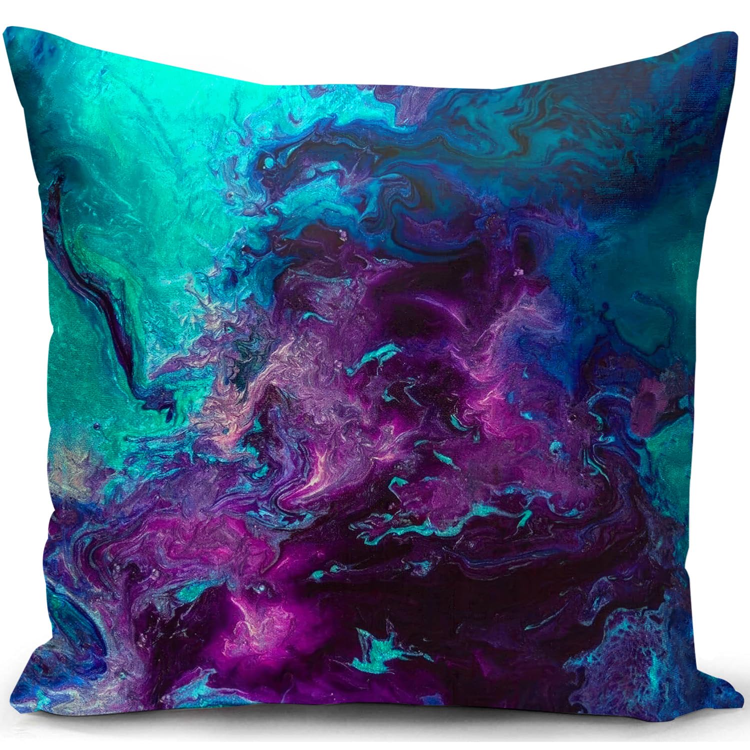 KUNQIAN Cushion Cover Purple Teal Turquoise Throw Pillow Case Galaxy Decorations Gift Decor Home Livingroom Couch Sofa 18"x18"(45x45cm)