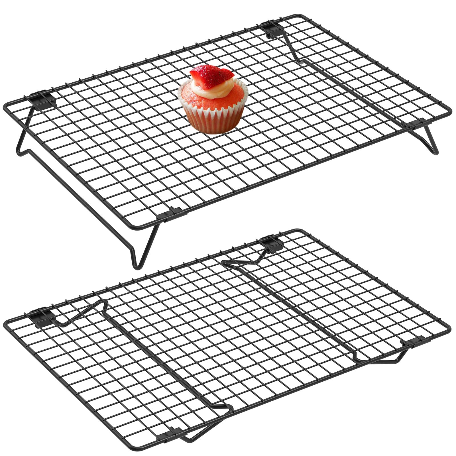 Photo 1 of 2 Pcs Cooling Racks for Cooking and Baking, 13.4x9.4inch Cookie Cooling Racks, Carbon Steel Wire Cooling Rack for Baking, Stackable Cooling Rack for Baking Cooking Cooling Roasting Making Jerky