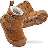 DUONITITI Toddler Snow Boots Double Strap Winter Warm Shoes Baby Faux Fur Lining Soft Fleece Booties with Non-Slip Sole