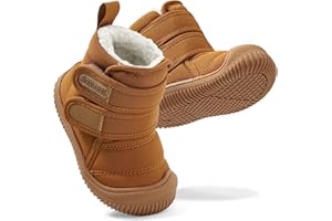 KAKU NANU Toddler Snow Boots Double Strap Winter Warm Shoes Baby Faux Fur Lining Soft Fleece Booties with Non-Slip Sole