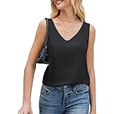 JTD Womens Silk Satin Tank Tops V Neck Dressy Casual Sleeveless Blouses Cami Camisole Summer Basic Tank Shirt