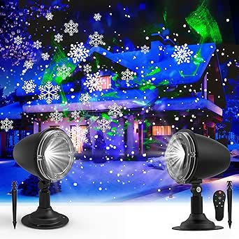 Snowflake Projector Light,Halloween Snowfall Light Outdoor,Christmas Holiday Light Projector,Aurora Light Projector with Remote,Waterproof Landscape Decorative Lighting for Xmas Party Wedding(2 Sets)