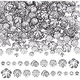 CRAFTYMELODY 300Pcs Flower Bead Cap 10 Style Stainless Steel Flower Bead End Cap Floral Bead End Spacer Filigree for Jewelry Making DIY Craft Bracelet Earring Necklace Accessory Supplier