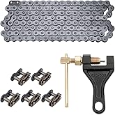 ASDFGHT 420 Motorcycle Chain - Heavy Duty 420 Chain 132 Links with Chain Breaker - Ideal for 110cc 125cc ATV Dirt Bike Mini Bike Scooter Quad and More