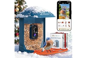 RICHBIRD Smart Bird Feeder with Camera, 2K HD Birdwatching Camera with AI Identify Bird Species & Solar Panel, Auto Video Capture & Instant Notifications, Ideal Gifts for Lover, Deep Blue