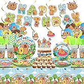 KEFAN Capybara Birthday Party Decorations, Capybara Theme Party Tableware Supplies including HAPPY BIRTHDAY Banner, Plates, Cups, Napkins, Tablecloth, Balloons for Capybara Birthday Party, Serves 20