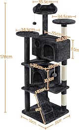 Yaheetech 178cm Multi-Level Cat Tree with 2 Condos 3 Scratching Posts view 4