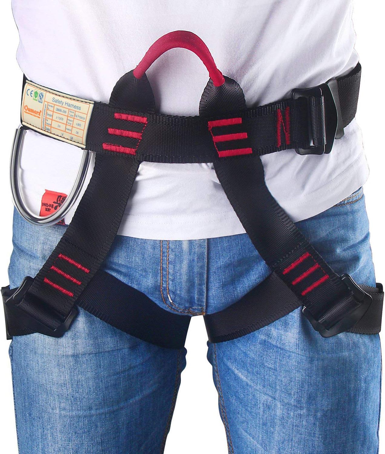 Climbing Harness, Oumers Safe Seat Belts for Mountaineering Tree Climbing Outdoor Training Caving Rock Climbing Rappelling Equip - Half Body Guide Harness Protect Waist Safety Harness for Women Man : Sports & Outdoors