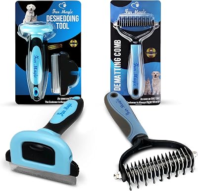 Fur Magic Deshedding Tool & Dematting Comb Bundle – Medium Size